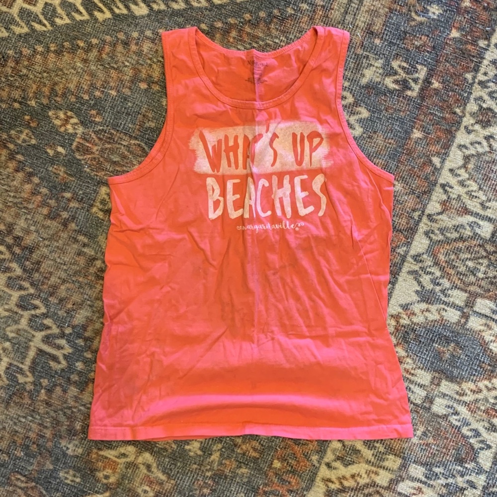 coral margaritaville “what’s up beaches” tank